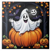 フレンドリー幽霊祝のハロウィーン タイル (正面)