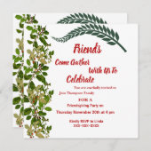 フレンドリー秋秋の葉緑の水色 招待状 (正面/裏面)