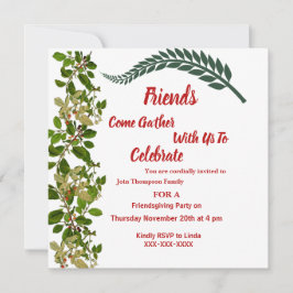 フレンドリー秋秋の葉緑の水色 招待状
