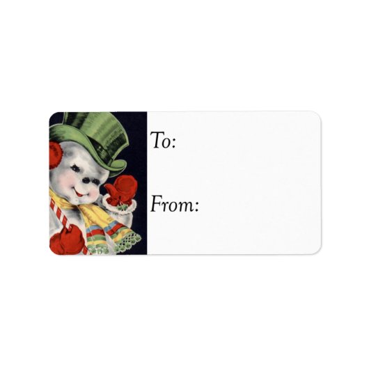 フレンドリー雪だるまヴィンテージギフトラベル ラベル (正面)