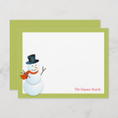 フレンドリー雪だるま北極の緑のクリスマス感謝していユー 招待状 (正面/裏面)