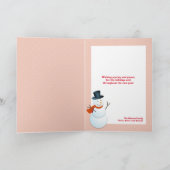 フレンドリー雪だるま北極ピンク非フォトホリデー シーズンカード (内部)