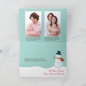 フレンドリー雪だるま北極ブルーのクリスマス写真 シーズンカード (内部)