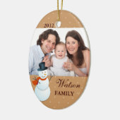 フレンドリー雪だるま北極茶色のクリスマス写真 セラミックオーナメント (左)