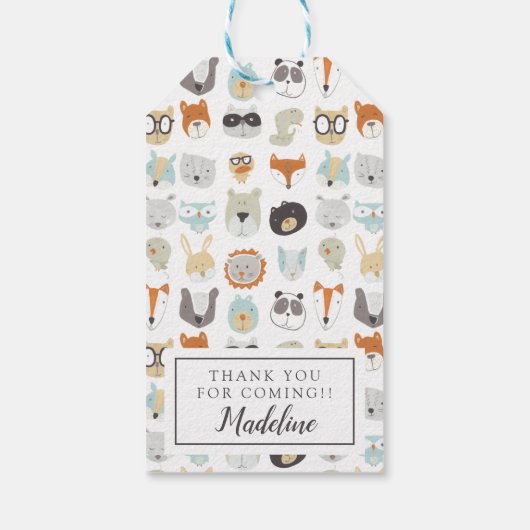 フレンドリー顔 |かわいい動物のポートレート ギフトタグ (裏面)