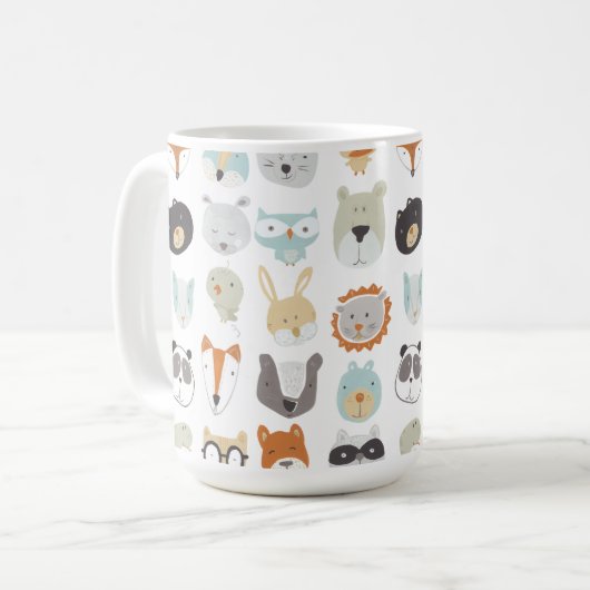 フレンドリー顔 |かわいい動物のポートレート コーヒーマグカップ (正面左)