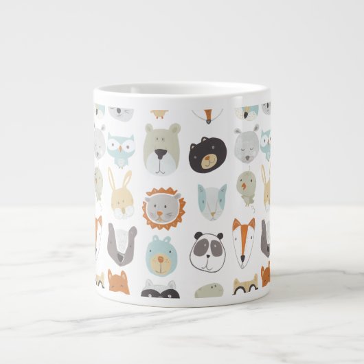 フレンドリー顔 |かわいい動物のポートレート ジャンボコーヒーマグカップ (正面)