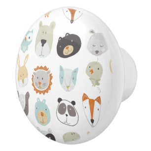 フレンドリー顔 かわいい動物のポートレート セラミックノブ