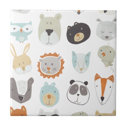 フレンドリー顔 |かわいい動物のポートレート タイル (正面)