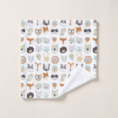 フレンドリー顔 |かわいい動物のポートレート バスタオルセット (ウォッシュタオル)