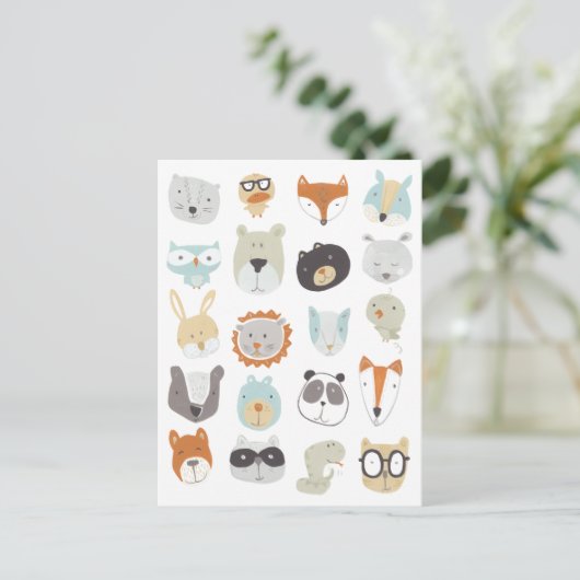 フレンドリー顔 |かわいい動物のポートレート ポストカード (スタンド正面)