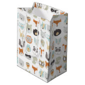 フレンドリー顔 |かわいい動物のポートレート ミディアムペーパーバッグ (裏面アングル)