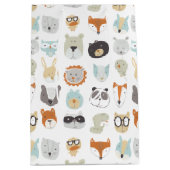 フレンドリー顔 |かわいい動物のポートレート ミディアムペーパーバッグ (正面)