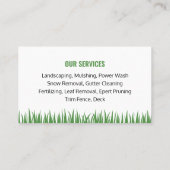 フレンドリー&プロフェッショナル芝生のカス気にタマイズ 名刺 (裏面)