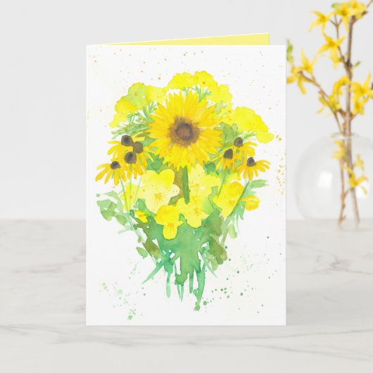 フレンド勇気付けられるイエローフラワーブーケ カード (黄色い花)