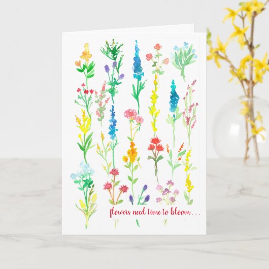 フレンド勇気付けられる花が必要開花 カード (黄色い花)