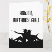 フレンド女性のカーボーイワイルドウエスト誕生日グリーティングカード カード (黄色い花)