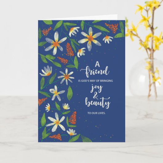フレンド宗教誕生日デイジーとワイルドフラワーズ  カード (黄色い花)