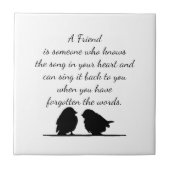 フレンド引用文の歌あなたのハート&鳥のコーヒー タイル (正面)