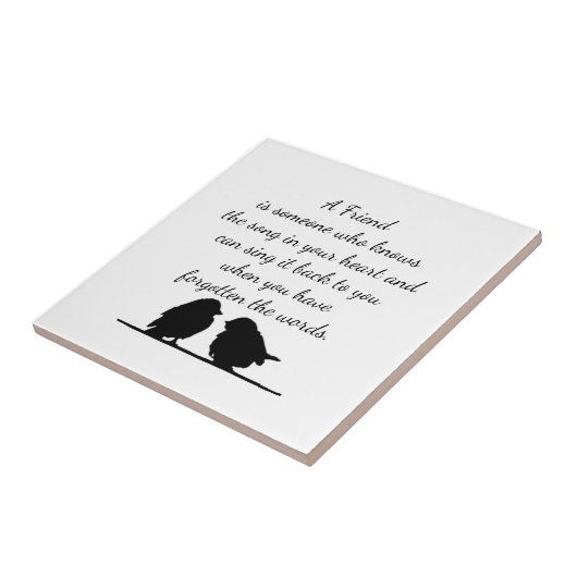 フレンド引用文の歌あなたのハート&鳥のコーヒー タイル (側面)
