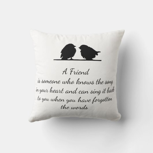 フレンド引用文の歌あなたのハート&鳥 クッション (裏面)