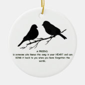 フレンド引用文の歌あなたのハート&鳥 セラミックオーナメント (正面)