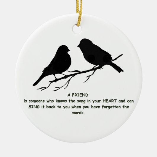 フレンド引用文の歌あなたのハート&鳥 セラミックオーナメント (正面)