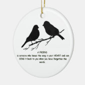 フレンド引用文の歌あなたのハート&鳥 セラミックオーナメント (左)