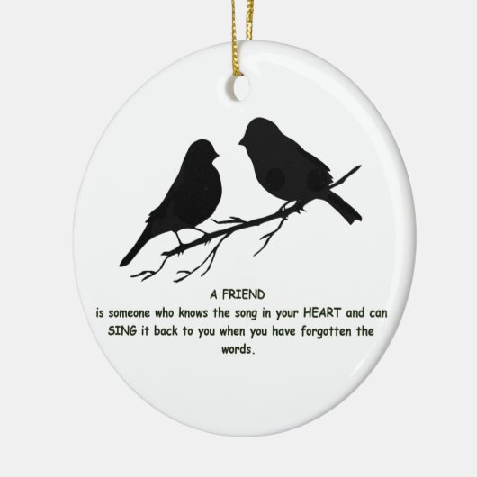 フレンド引用文の歌あなたのハート&鳥 セラミックオーナメント (左)