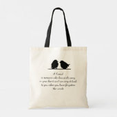 フレンド引用文の歌あなたのハート&鳥 トートバッグ (裏面)