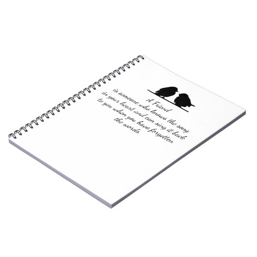 フレンド引用文の歌あなたのハート&鳥 ノートブック (左側)