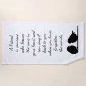 フレンド引用文の歌あなたのハート&鳥 ビーチタオル (正面)