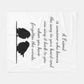 フレンド引用文の歌あなたのハート&鳥 フリースブランケット (正面(横))