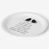 フレンド引用文の歌あなたのハート&鳥 ペーパープレート (アングル)