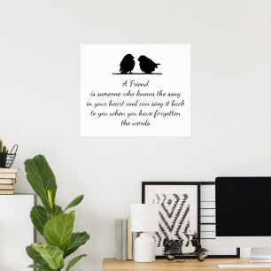 フレンド引用文の歌あなたのハート&鳥 ポスター