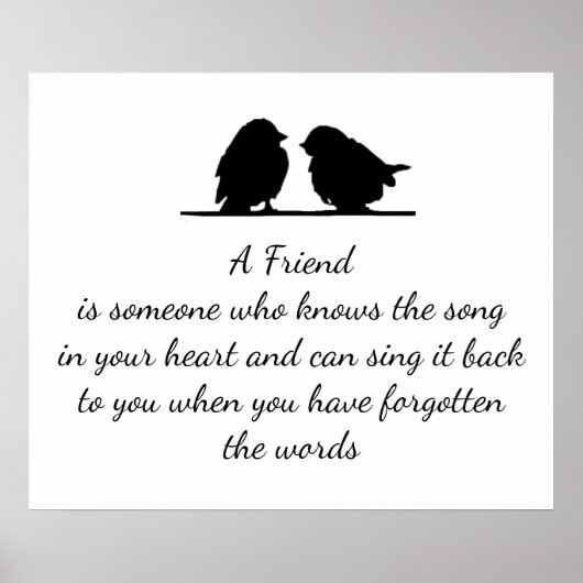 フレンド引用文の歌あなたのハート&鳥 ポスター (正面)