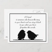 フレンド引用文の歌あなたのハート&鳥 ポストカード (正面/裏面)