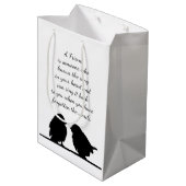 フレンド引用文の歌あなたのハート&鳥 ミディアムペーパーバッグ (裏面アングル)