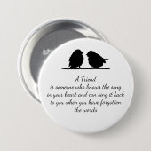 フレンド引用文の歌あなたのハート&鳥 缶バッジ (正面&裏面)