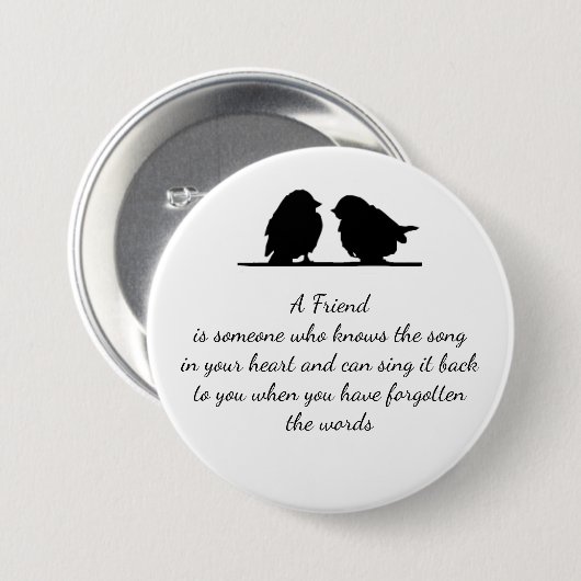 フレンド引用文の歌あなたのハート&鳥 缶バッジ (正面&裏面)