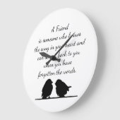 フレンド引用文ソングあなたのハート&バードフリース ラージ壁時計 (傾斜)