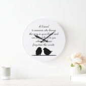 フレンド引用文ソングあなたのハート&バードフリース ラージ壁時計 (ホーム)