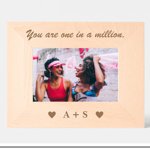 フレンド引用文モノグラムカスタム写真ウッドのフレーム レーザー彫刻フレーム