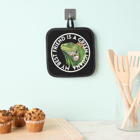 フレンド最高のグリーンイグアナ 鍋敷き (インサイチュ (吊り下げ))