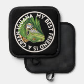 フレンド最高のグリーンイグアナ 鍋敷き (正面/裏面)