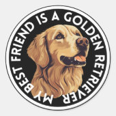 フレンド最高のゴールデンレトリバー ラウンドシール (正面)