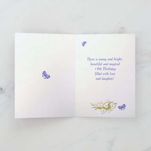 フレンド最高の18th誕生日バタフライガーデンカード カード (内部)