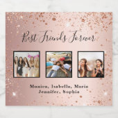 フレンド永遠バラ金ゴールドグリッター写真 スパークリングワインラベル (シングルラベル)