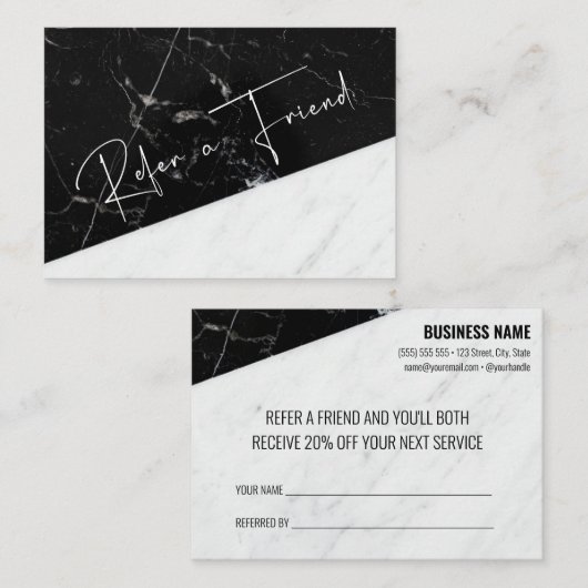 フレンド白黒マーブルビジネスサロン 紹介カード (正面/裏面)