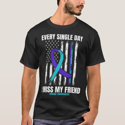 フレンド自殺認識度防止アメリカ国旗 Tシャツ (正面)